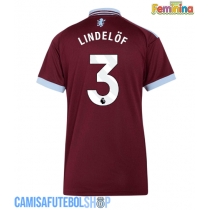 Camisa de time de futebol Aston Villa Victor Lindelof #3 Replicas 1º Equipamento Feminina 2026-27 Manga Curta